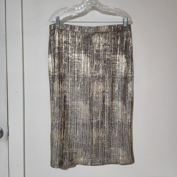 Jennifer Lopez Skirt‎ Women's X Large Gold Gray Metallic Abstract Sparkly - Picture 2 of 9